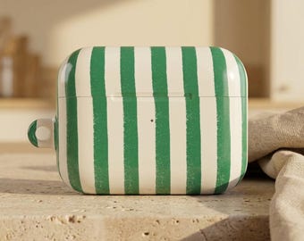 Green Vertical Stripe AirPod Case | Striped Protective AirPod Pro Case