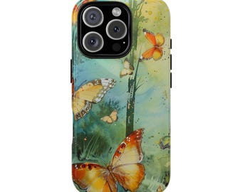 Funda para teléfono con diseño de mariposas: funda protectora con diseño floral colorido, regalo para amantes de la naturaleza, ambiente veraniego, ecológico, regalo de cumpleaños