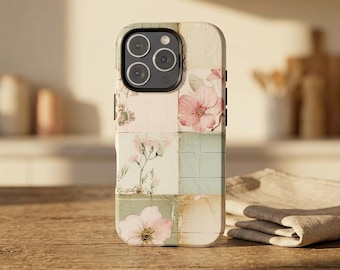 Vintage Floral Patchwork Phone Case Flower Collage iPhone 17 Pro Max, iPhone 16 15 14 13, Samsung s26, s25 Google Pixel