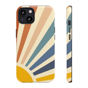 Étui de téléphone vintage coucher de soleil, étui de téléphone rétro, iPhone 16 15 14 13, Samsung Galaxy S25 S24 S23, Google Pixel, esthétique bohème, joli cadeau pour elle