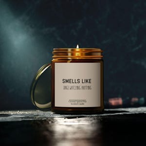 Smells Like Binge Watching Candle, Funny Candle Gift, Gift for Friend Roommate, Christmas Gift, Gag Gift Coconut Apricot Wax Candle