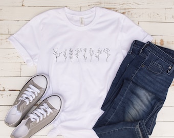Camiseta de flores silvestres, camiseta de flores silvestres, camiseta de flores silvestres, camiseta de flores, camiseta floral, camiseta de jardinería, camiseta de amante de las plantas