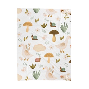 Manta de terciopelo &quot;Amigos del Bosque&quot; acogedora, manta personalizada con nombre para niñas, regalo para baby shower, habitación infantil, manta suave, linda manta para niñas.