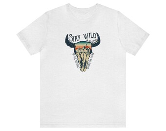 Stay Wild Roam Free shirt, Buffalo Bison Wilderness, Adventure Vacation Traveler Tee, Western Country TShirt, Outdoor Hiking Camping Gift