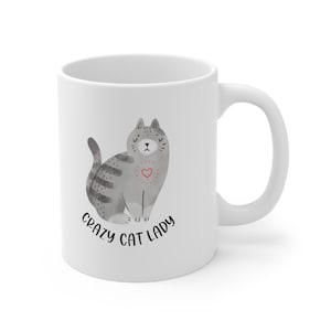 Crazy cat lady mug, cat coffee mug, gift for friend, gift for cat lover, cat mug, cute cat coffee mug