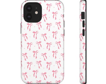 Capa de celular com laço rosa fofo para iPhone 17, 16, 15, 14, 13, 12, Google Pixel 9, 8, 7, Samsung Galaxy S24, S23, S22
