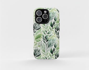 Tropical Leaf Phone Case, Green Leaves Phone Case, Botanical Style, iPhone 17 16 15 14 13 and Samsung Compatible