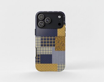Funda de patchwork, funda retro, funda acolchada, funda vintage, funda para iPhone 17, 16, 15, 14 y 13, funda para Samsung Galaxy