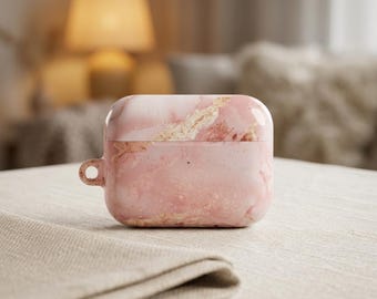 Pink Marbled AirPod Case, Elegant AirPod Pro Case