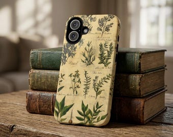 Vintage Botanical Herbs Phone Case | Herbarium Floral iPhone Cover, Cottagecore iPhone 17 16 15 14 13, Samsung Galaxy s26, Google Pixel