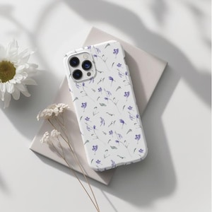 Aesthetic Purple Wildflower iPhone 16 15 14 13 Pro Plus Mini Pro Max Samsung Galaxy S22 S23 S24 Google Pixel 7 8 9 Phone Cases