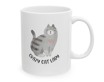 Crazy cat lady mug, cat coffee mug, gift for friend, gift for cat lover, cat mug, cute cat coffee mug