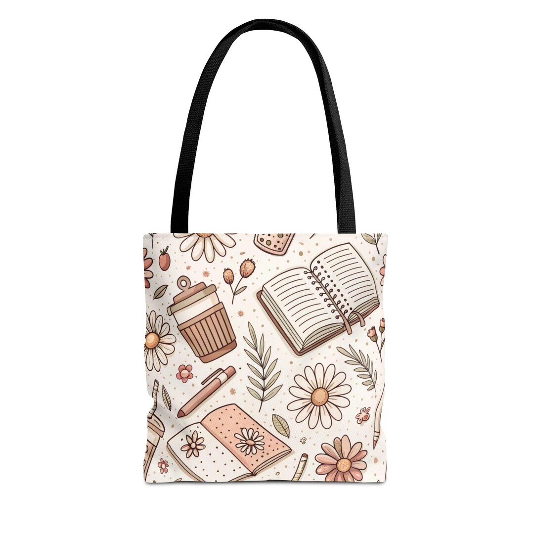 Floral Notebook & Coffee Tote Bag, Tote for Book Lovers, Reusable ...