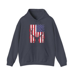 Deer Hunting Season Hoodie, Gift for Hunters, Outdoors Hoodie, Unique Gift for Hunters, Outdoor Enthusiast, Patriotic Hoodie, American Flag