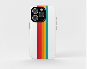 Retro Stripe Phone Case - Colorful Case for iPhone 16 15 14 13 Samsung Galaxy S24 S23 S22 Google Pixel 9 8 7, Vibrant Retro Summer Vibes