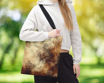 Vintage Swirl Cloudscape Tote Bag, Grunge Tote Bag, Distressed Grunge Tote Bag