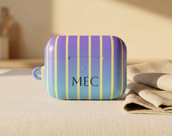 Monogram Ombré Striped AirPod Case | Personalized Initials AirPod Pro Case, Custom Name AirPod Cover