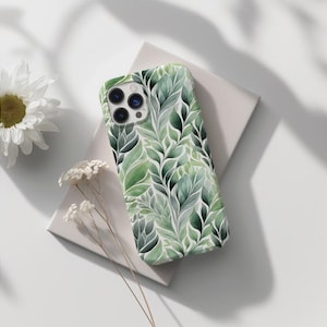 Tropisches Blatt Handyhülle, süße grüne Blätter Handyhülle, grünes Blatt Design, Handyhülle, botanischer Stil, iPhone und Samsung kompatibel