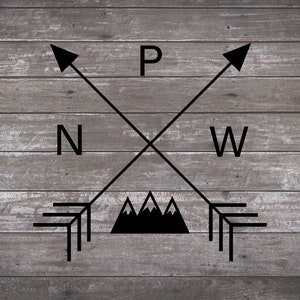 PNW Decal | PNW Arrow | pnw | Car Decal | Water bottle Decal |  Decal  | Sticker | Mountains | Pnw mountain decal |