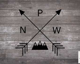 PNW Decal | PNW Arrow | pnw | Car Decal | Water bottle Decal |  Decal  | Sticker | Mountains | Pnw mountain decal |
