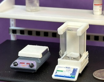 1/12 Scale Precision Balance and Heat/Stir Plate miniature models
