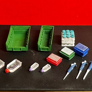 Miniature Biology Lab Supplies for Diorama/Doll House, 1/12 Scale