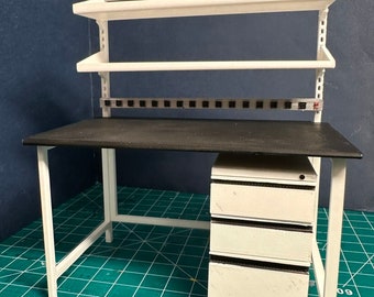 1/12 Scale Miniature Biology Lab Bench, Drawers and Stools