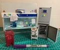 1/12 Scale Miniature Biology Biosafety Cabinet, Incubator, Cart, and Biohazard Bin