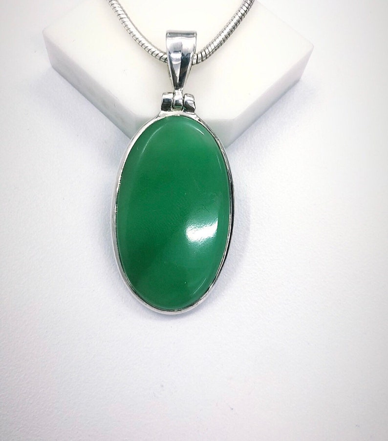 natural stone solid silver pendant free shipping. boho pendant Natural chrysoprase sterling silver pendant