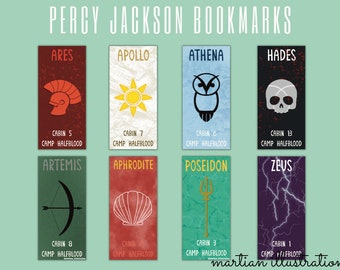 Percy Jackson Camp Half-Blood Gods and Goddesses Bookmarks