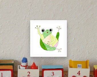 Nursery print,nursery wall art,children print,neutral nursery art,nursery wall decor,baby room deco,frog kids room print,cute kids art print