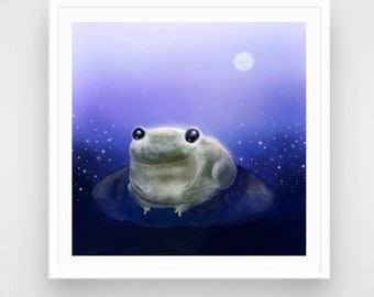 Children art print,nursery wall art,neutral nursery print,nursery wall decor, children room decor,kids room print,cute frog art illustration