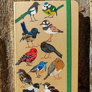 Handpainted notebook,garden bird notebook,small notebook,bird notepad,illustrated notebook,ecofriendly notebook,mini journal,sparrow notepad
