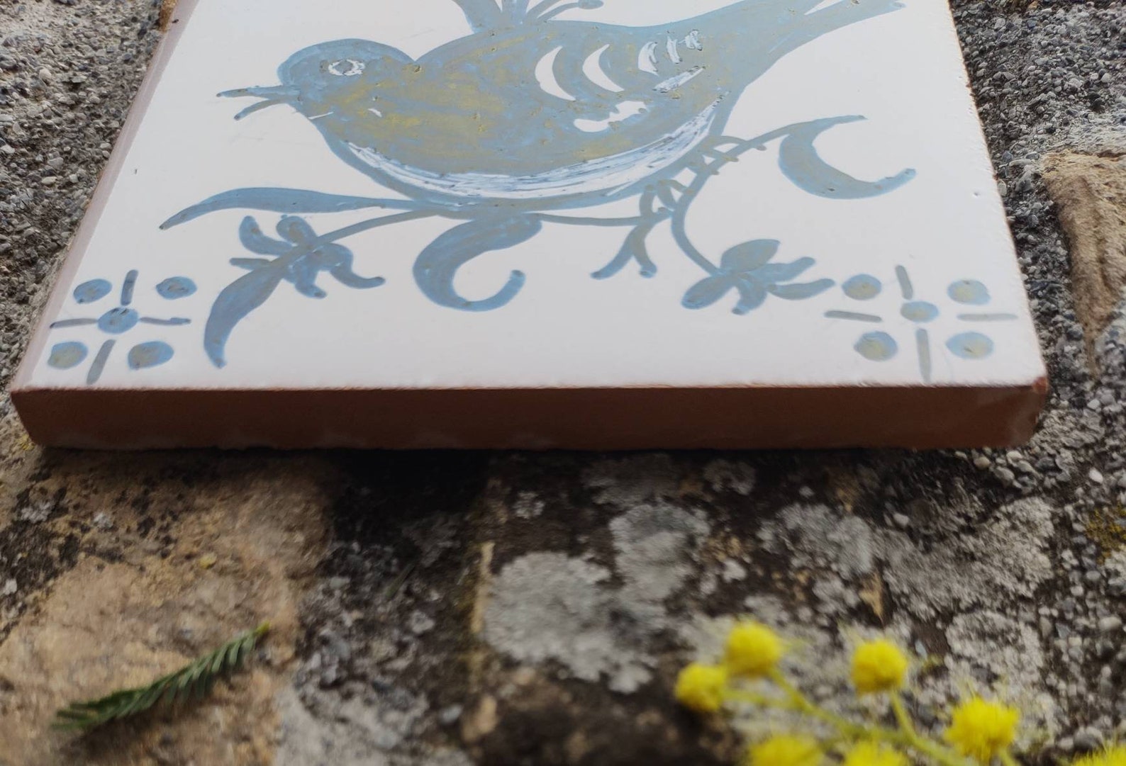 Handpainted blue bird decorative tile handmade tile art Etsy