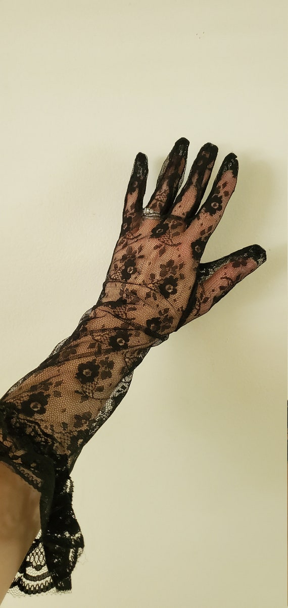 vintage gloves black lace - Gem
