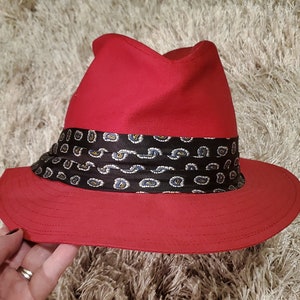 Vintage Red and Paisley Fedora Hat