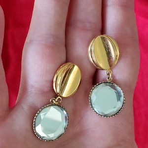 Gold and Mirrored Vintage Dangle Earrings