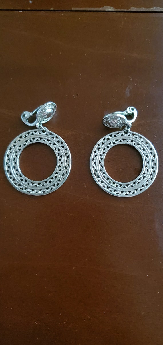 Monet Vintage Silver Hoop Earrings