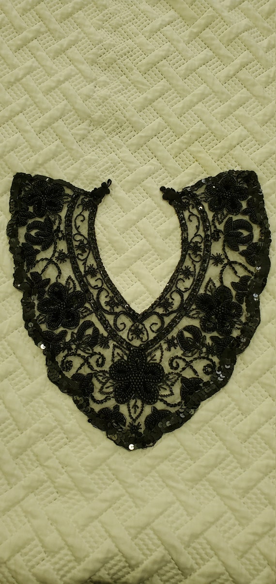 Vintage Black Beaded Collar - image 6