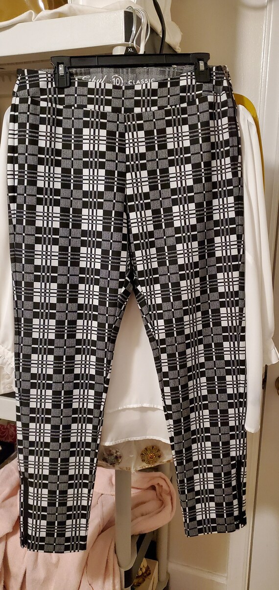 Black and White Plaid Pants By Ethyl Size 10