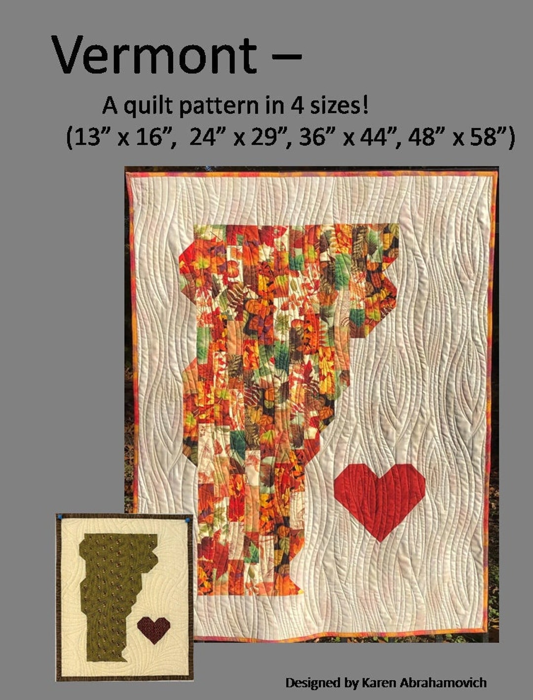VT Quilt Pattern 4 Sizes Etsy