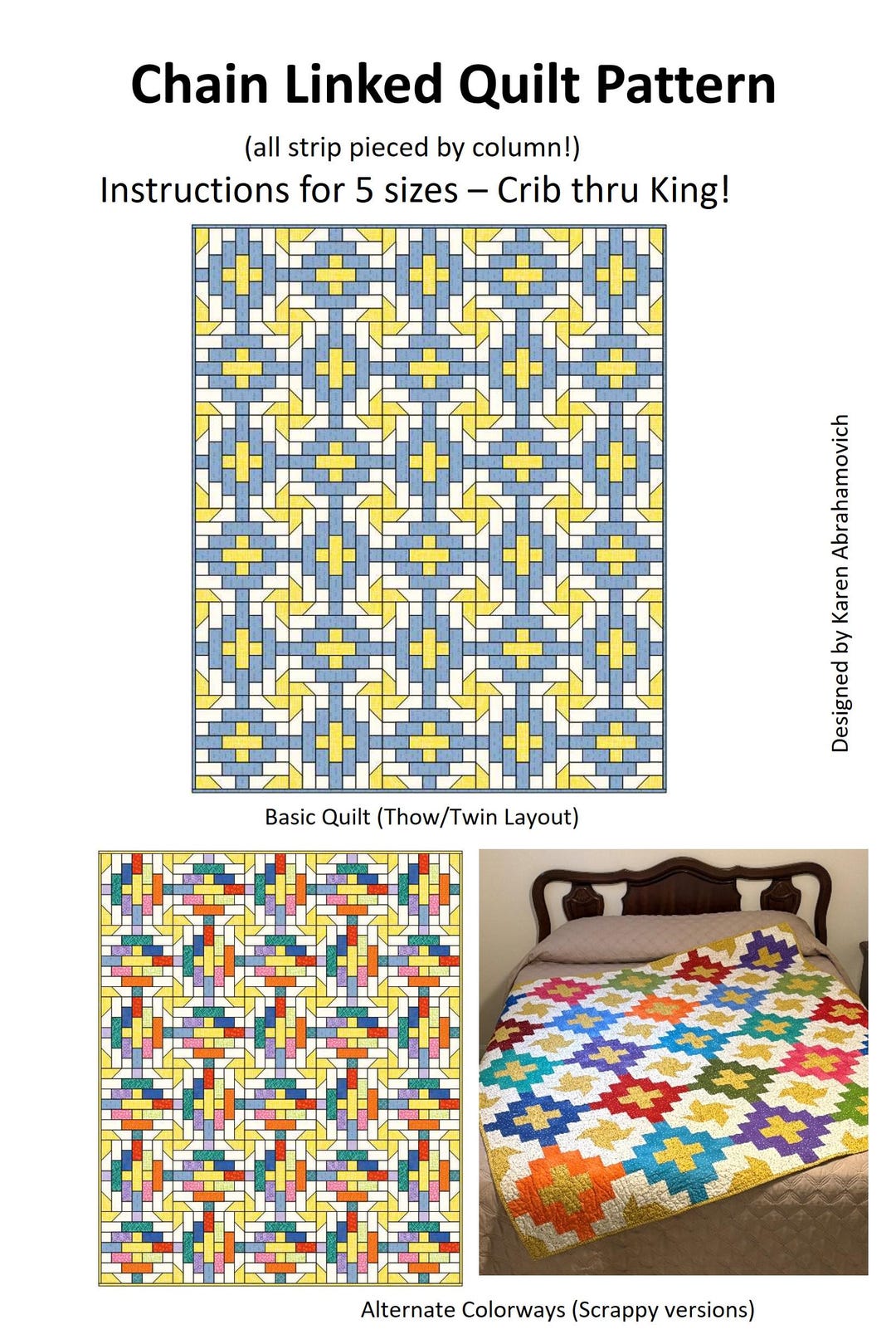 Chain Linked Quilt Pattern - in 5 Sizes! - Etsy