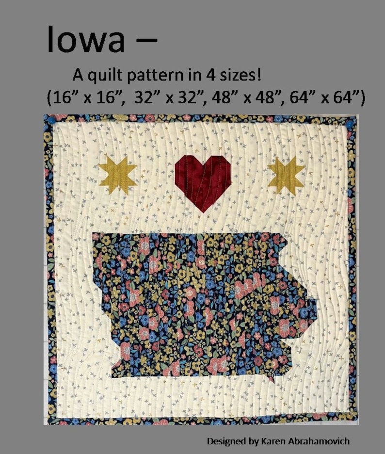 Iowa Quilt Pattern 4 Sizes Etsy