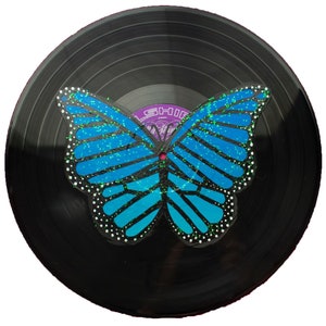Blaue Glitzer Schmetterling Schallplatte Malerei