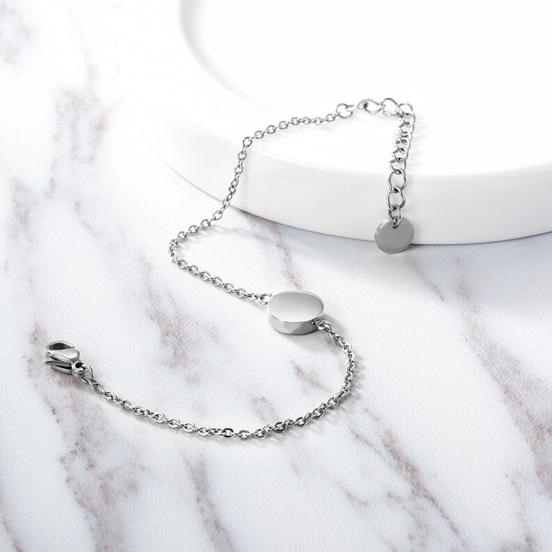 Tiny Disc Bracelet Ideal Gift for Her Gold Bracelet Charm Bracelet Silver Bracelet Smooth Disc Bracelet Gold filled Bracelet