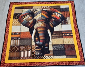 Multi-colored handmade elephant quilt