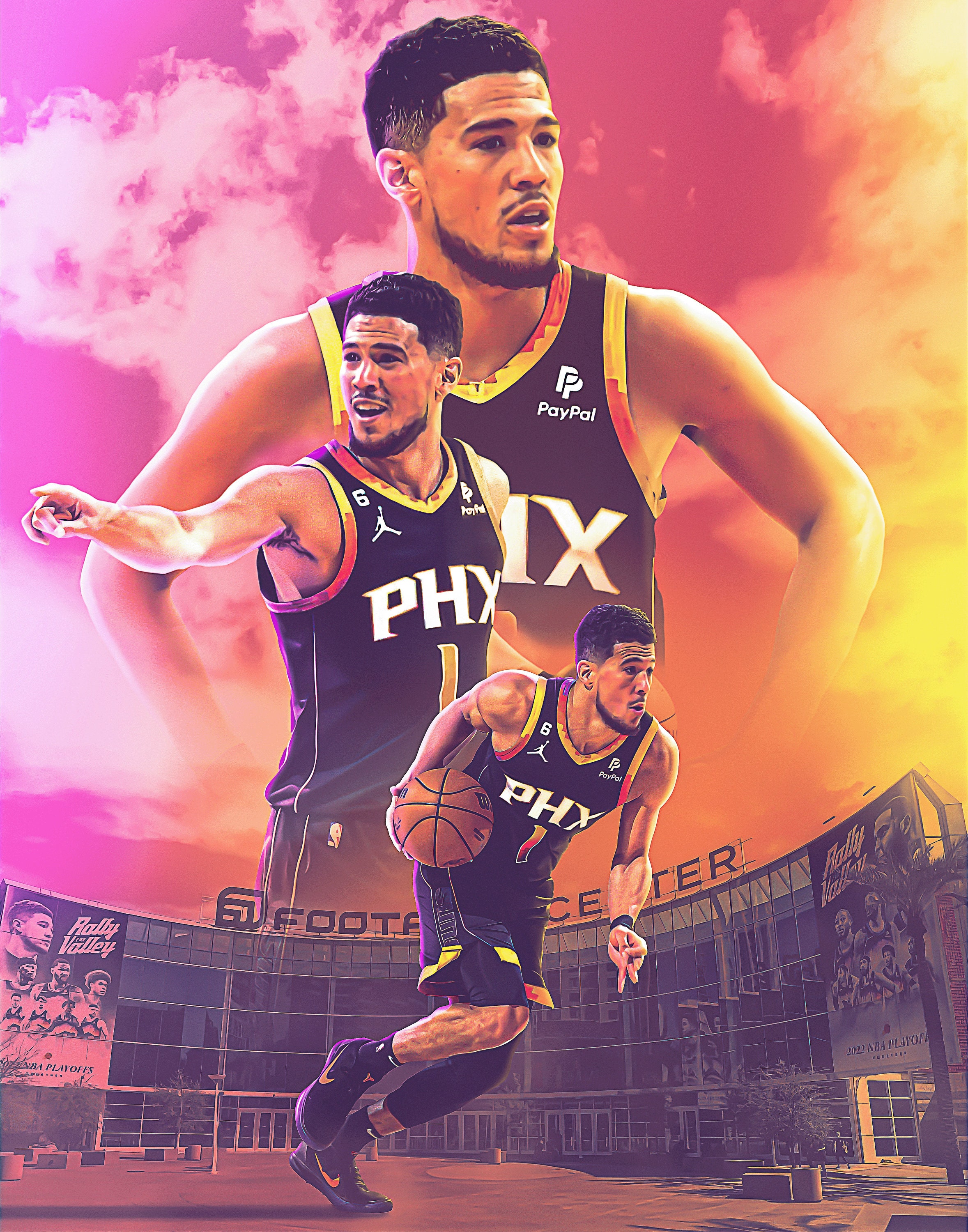 ✺Framed✺ PHOENIX SUNS NBA Basketball Poster DEVIN BOOKER - 84cm x 59.cm  x
