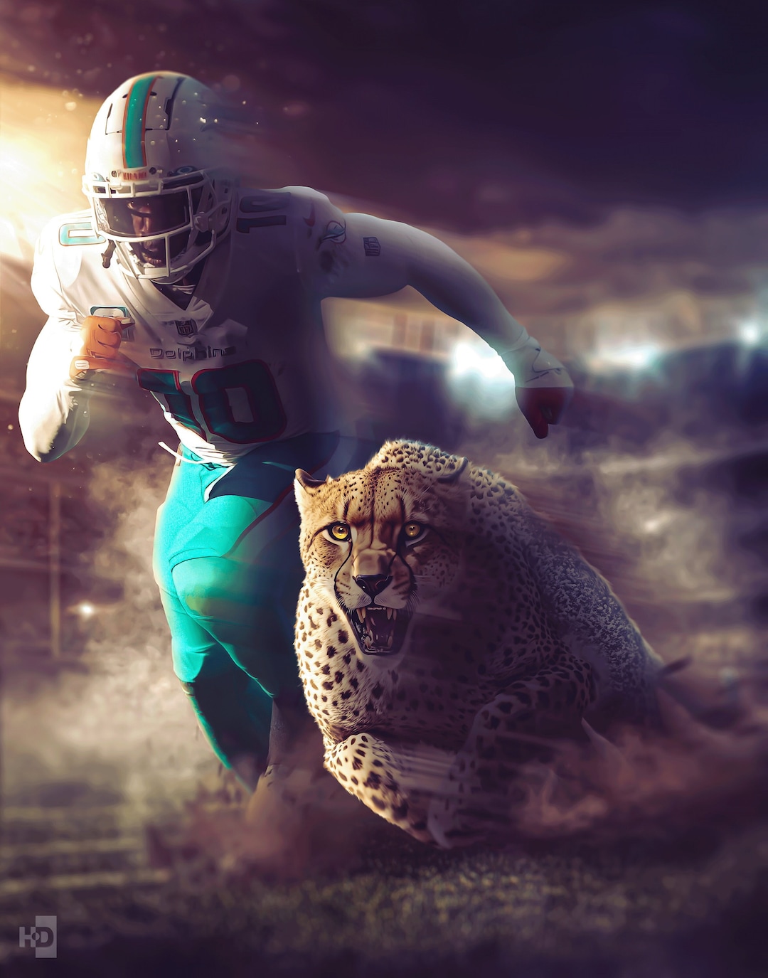 Tyreek Hill, the Cheetah, Miami Dolphins, Poster, Digital Print