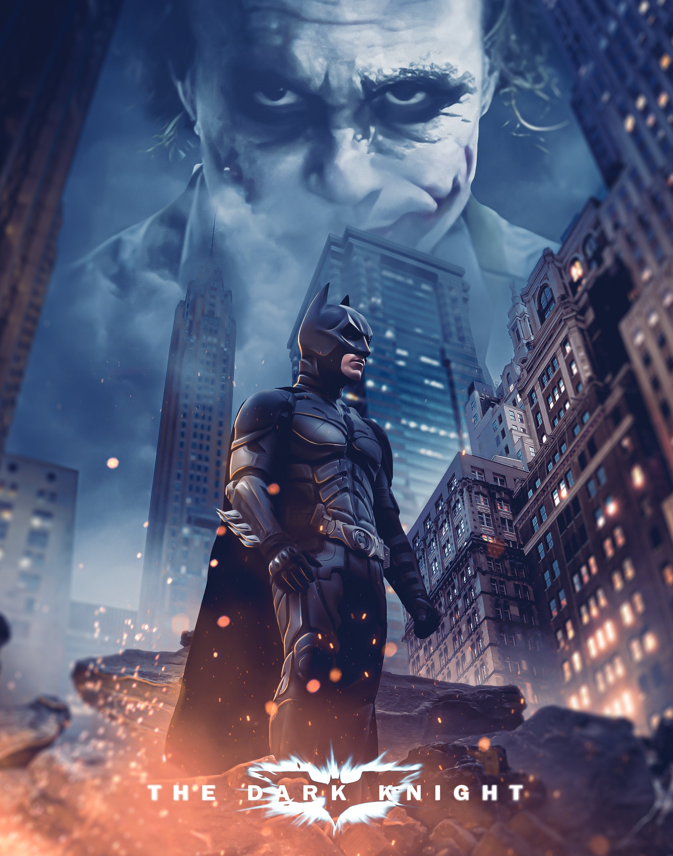 The Dark Knight Fan Movie Poster, Batman, Batman Poster, Joker, Gotham City, Fan Art, Wall Art