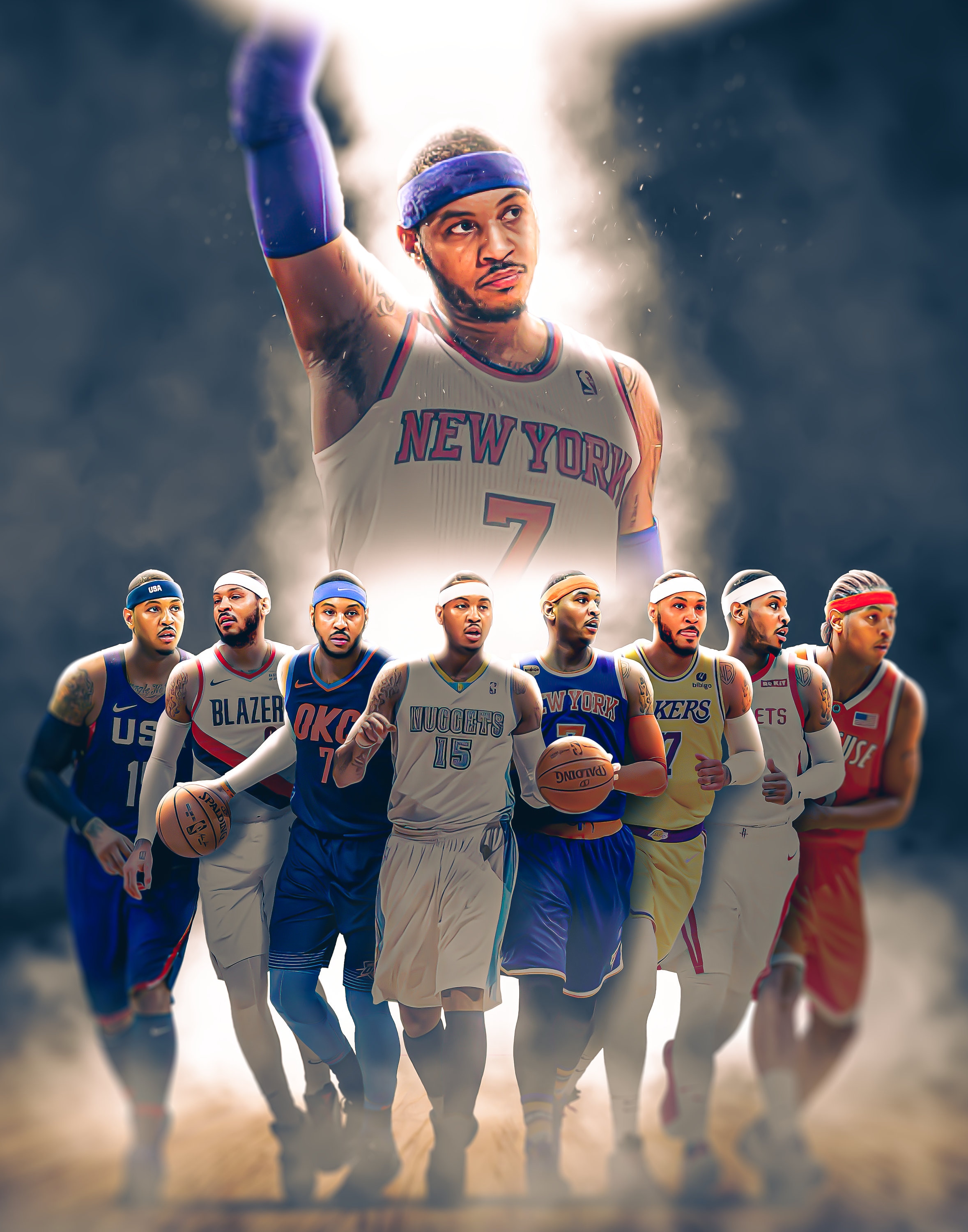 NY Knicks Lithograph print of Knicks all time greats 2020